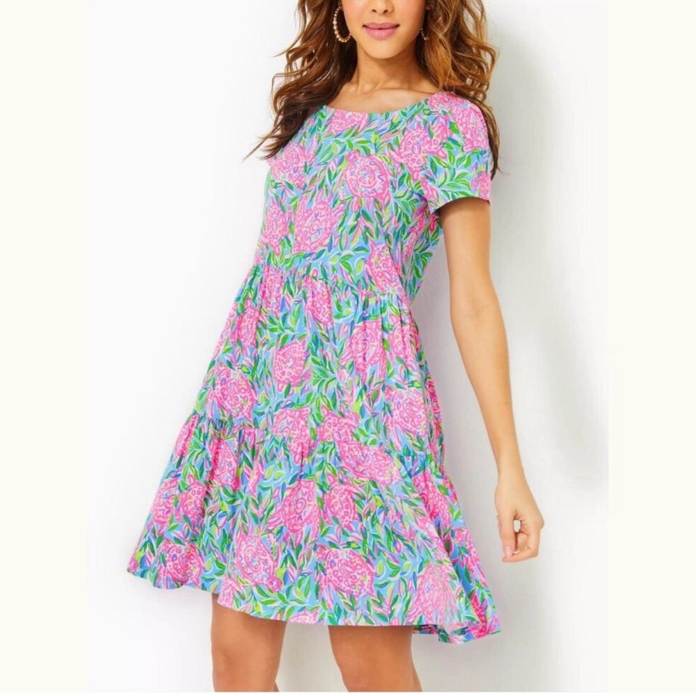 Lilly Pulitzer Geanna Swing Dress Frenchie Blue Turtley in Love